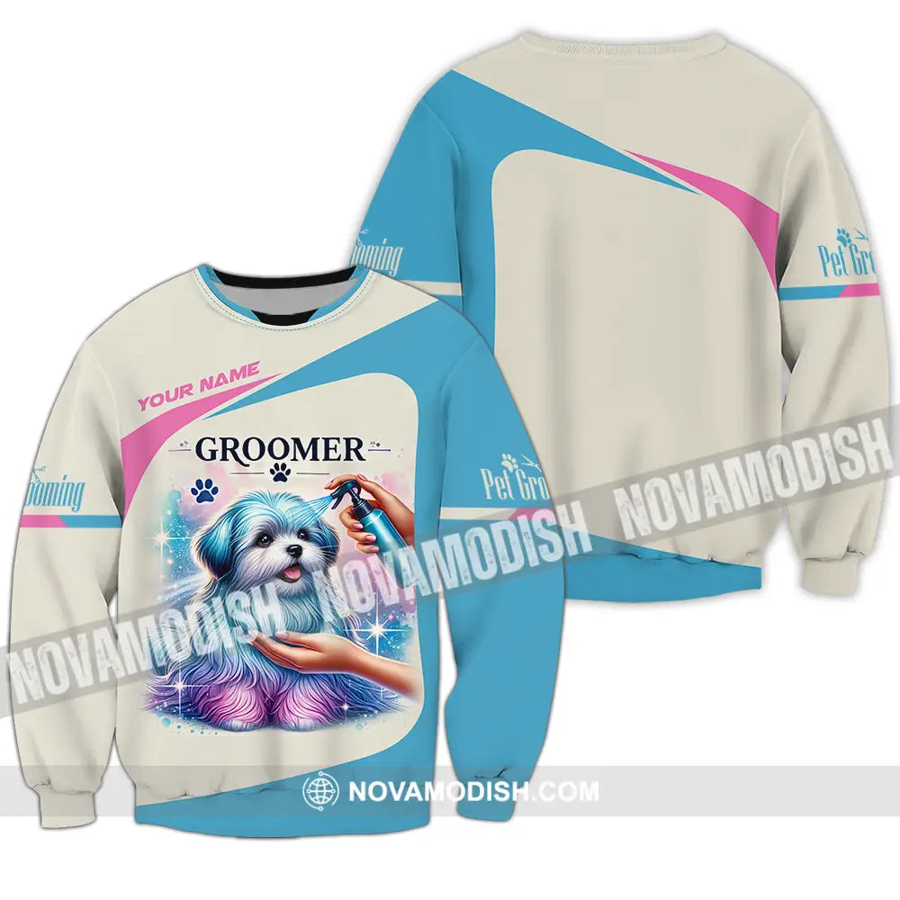 Unisex Shirt - Custom Name Pet Groomer Shirt Long Sleeve / S T-shirt