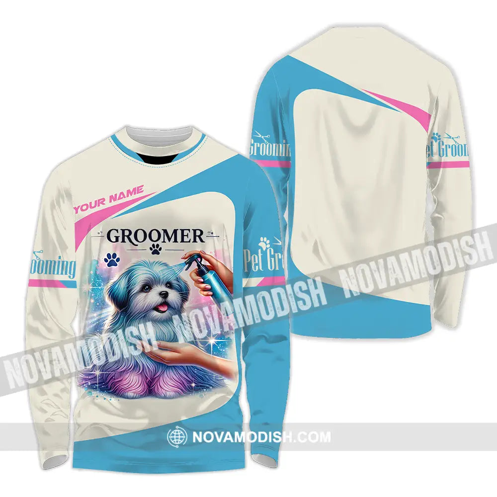 Unisex Shirt - Custom Name Pet Groomer Shirt Long Sleeve Shirt / S T-shirt