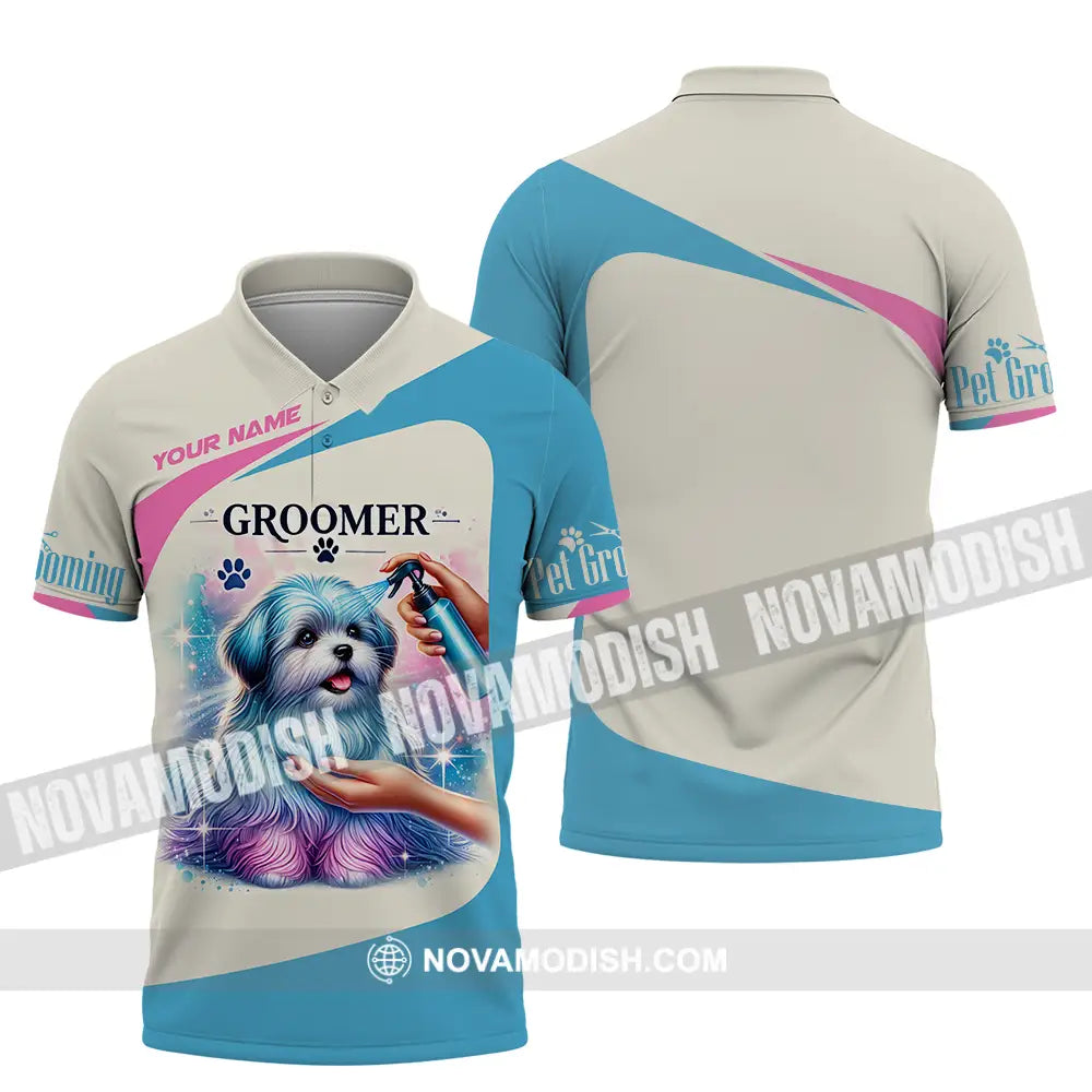 Unisex Shirt - Custom Name Pet Groomer Shirt Polo Shirt / S T-shirt