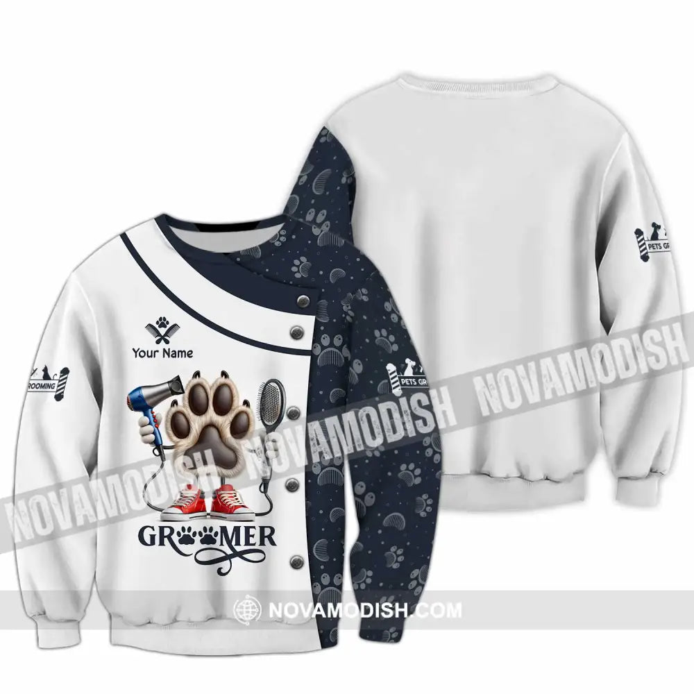 Unisex Shirt Custom Name Pet Grooming Shop T-Shirt Long Sleeve / S T-Shirt