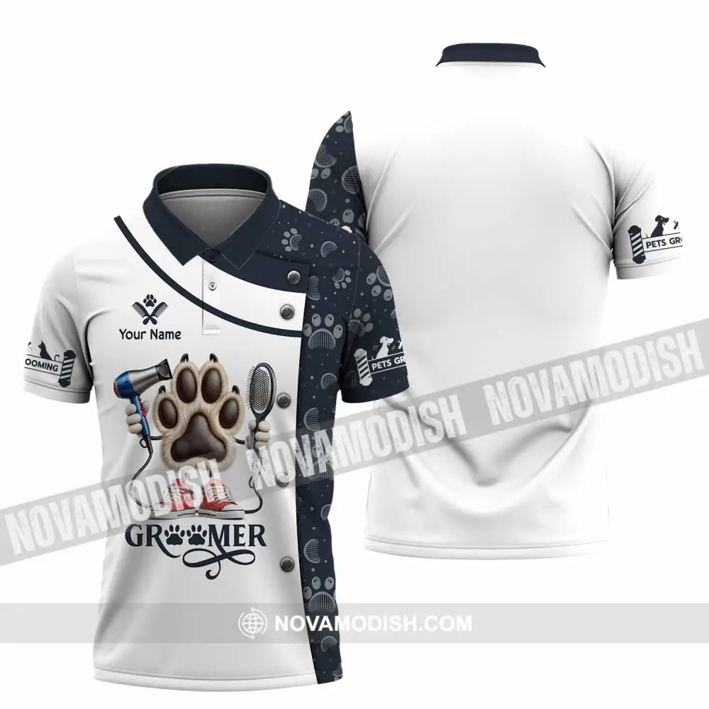 Unisex Shirt Custom Name Pet Grooming Shop T-Shirt Polo / S T-Shirt