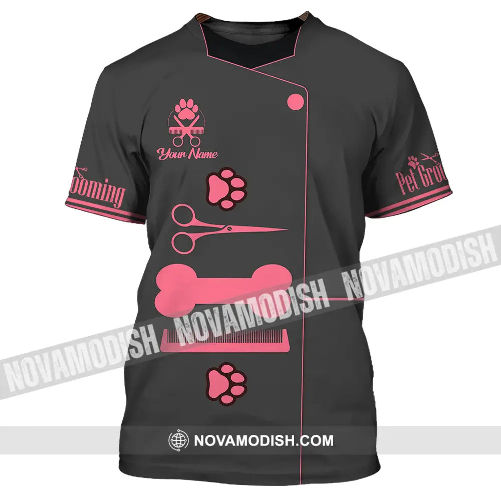 Unisex Shirt - Custom Name Pet Grooming Shirt T-Shirt / S T-shirt