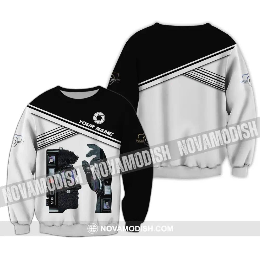 Unisex Shirt Custom Name Photography Camera Lover Gift For Photographers Long Sleeve / S T-Shirt