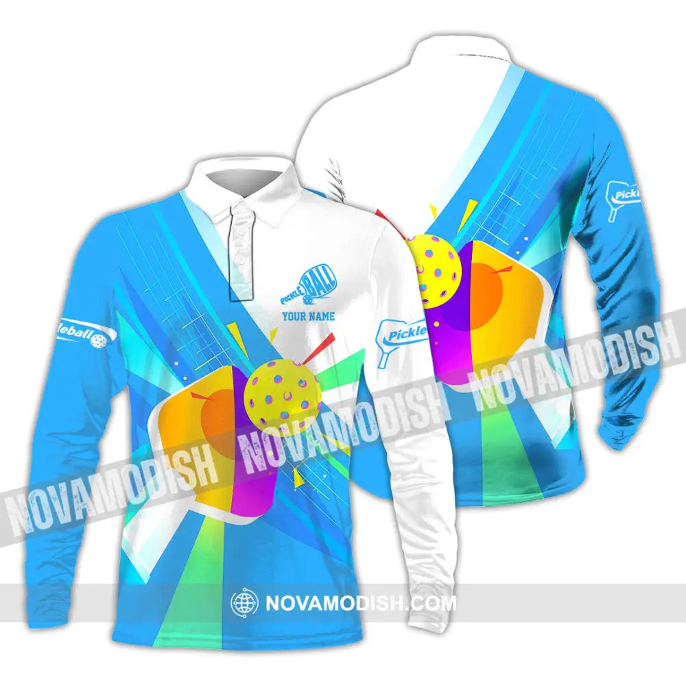 Unisex Shirt - Custom Name Pickleball Color Shirt Long Sleeve Polo / S T-shirt