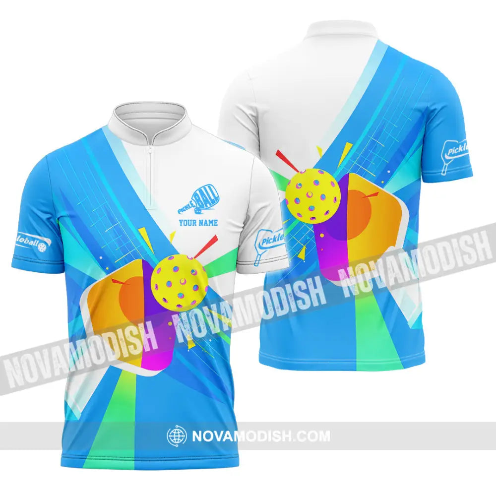 Unisex Shirt - Custom Name Pickleball Color Shirt Zipper Polo Shirt / S T-shirt