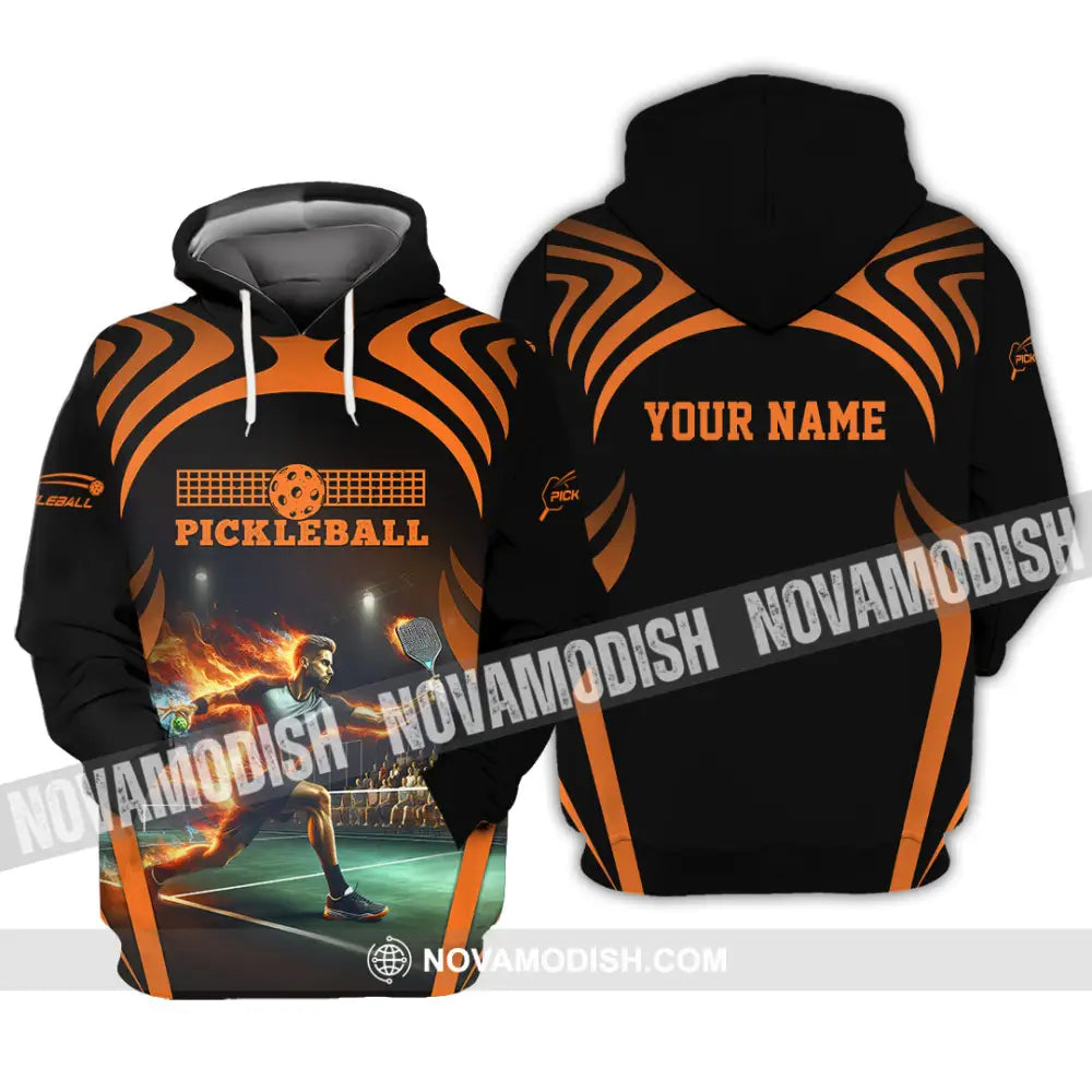 Unisex Shirt - Custom Name Pickleball Shirt Fire Playing Hoodie / S T-shirt