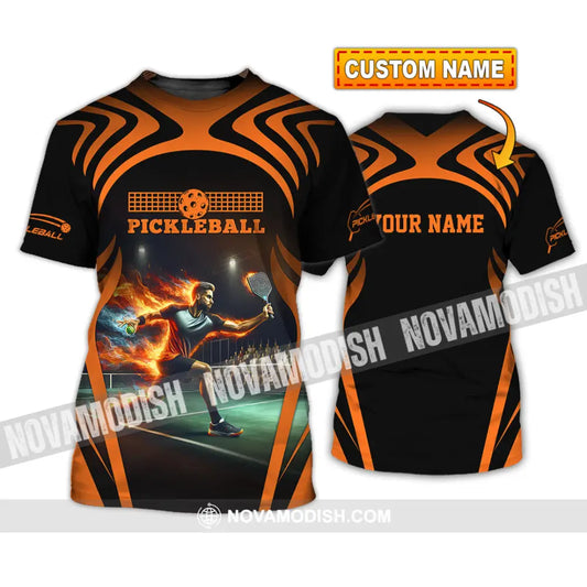 Unisex Shirt - Custom Name Pickleball Shirt Fire Playing T-shirt