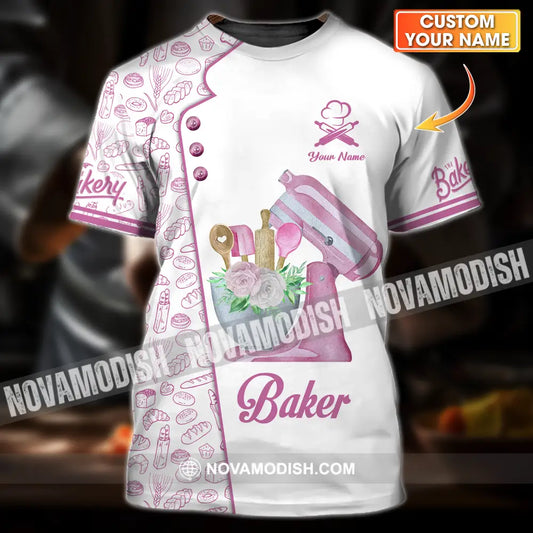Unisex Shirt - Custom Name Pink Baker Shirt T-shirt