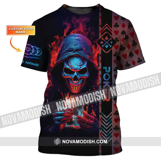 Unisex Shirt Custom Name Poker Skull T-Shirt Hoodie Gift