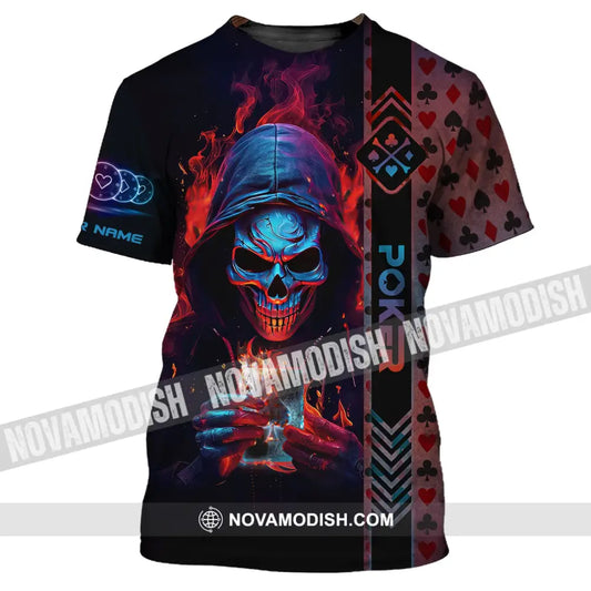 Unisex Shirt Custom Name Poker Skull T-Shirt Hoodie Gift / S
