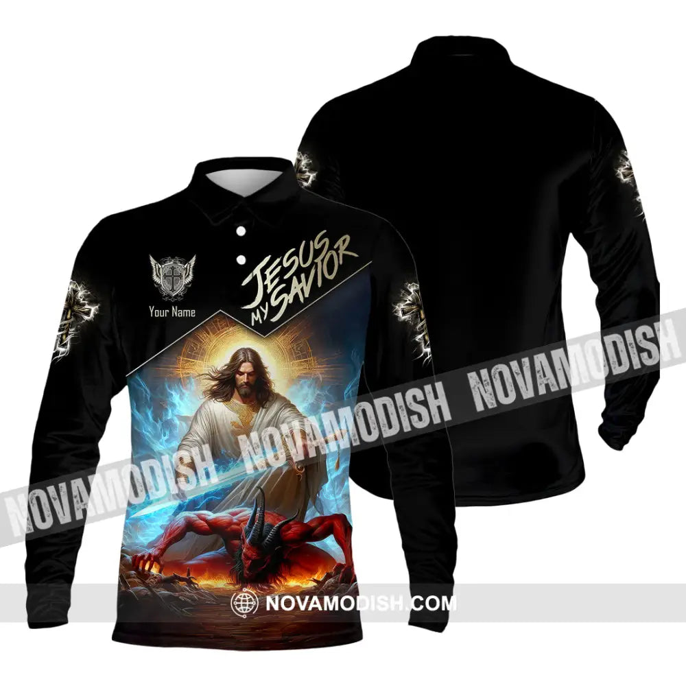 Unisex Shirt - Custom Name Shirt Punish Jesus My Savior Long Sleeve Polo / S T-shirt