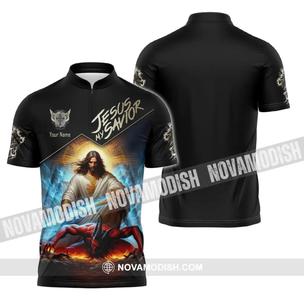 Unisex Shirt - Custom Name Shirt Punish Jesus My Savior Zipper Polo Shirt / S T-shirt
