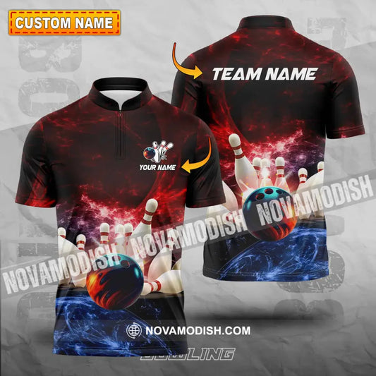 Unisex Shirt - Custom Name Shirt Red Bowling T-shirt
