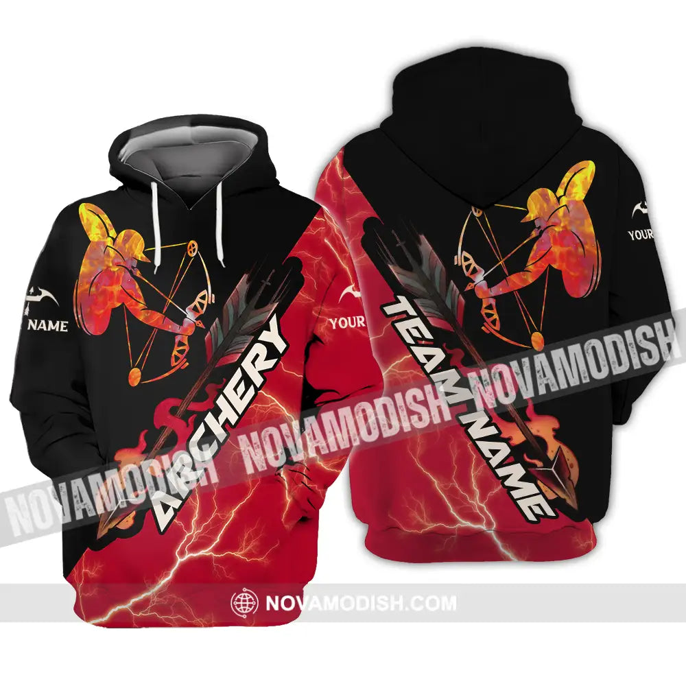 Unisex Shirt - Custom Name Red Fire Archery Shirt Hoodie / S T-shirt