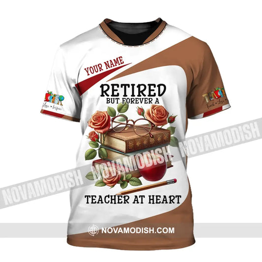 Unisex Shirt Custom Name Retired Teacher Polo Long Sleeve For T-Shirt / S T-Shirt