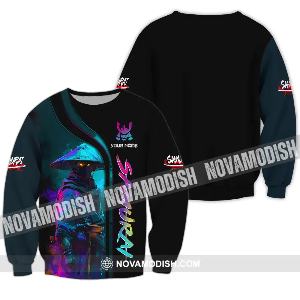 Unisex Shirt - Custom Name Samurai Shirt Colorful Long Sleeve / S T-shirt