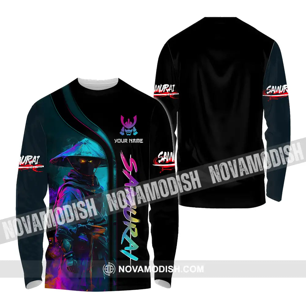 Unisex Shirt - Custom Name Samurai Shirt Colorful Long Sleeve Shirt / S T-shirt