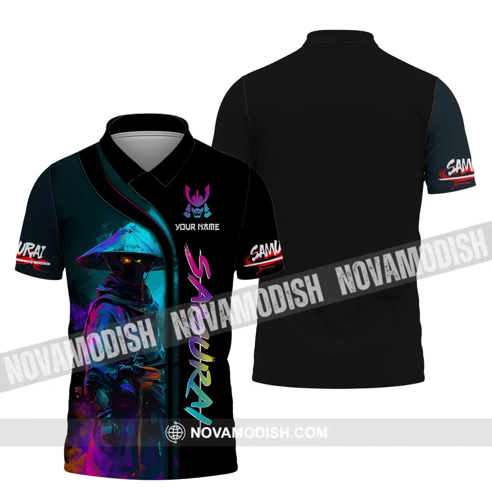 Unisex Shirt - Custom Name Samurai Shirt Colorful Polo Shirt / S T-shirt
