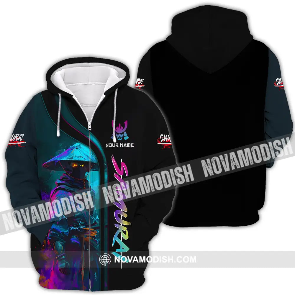 Unisex Shirt - Custom Name Samurai Shirt Colorful Zipper Hoodie / S T-shirt