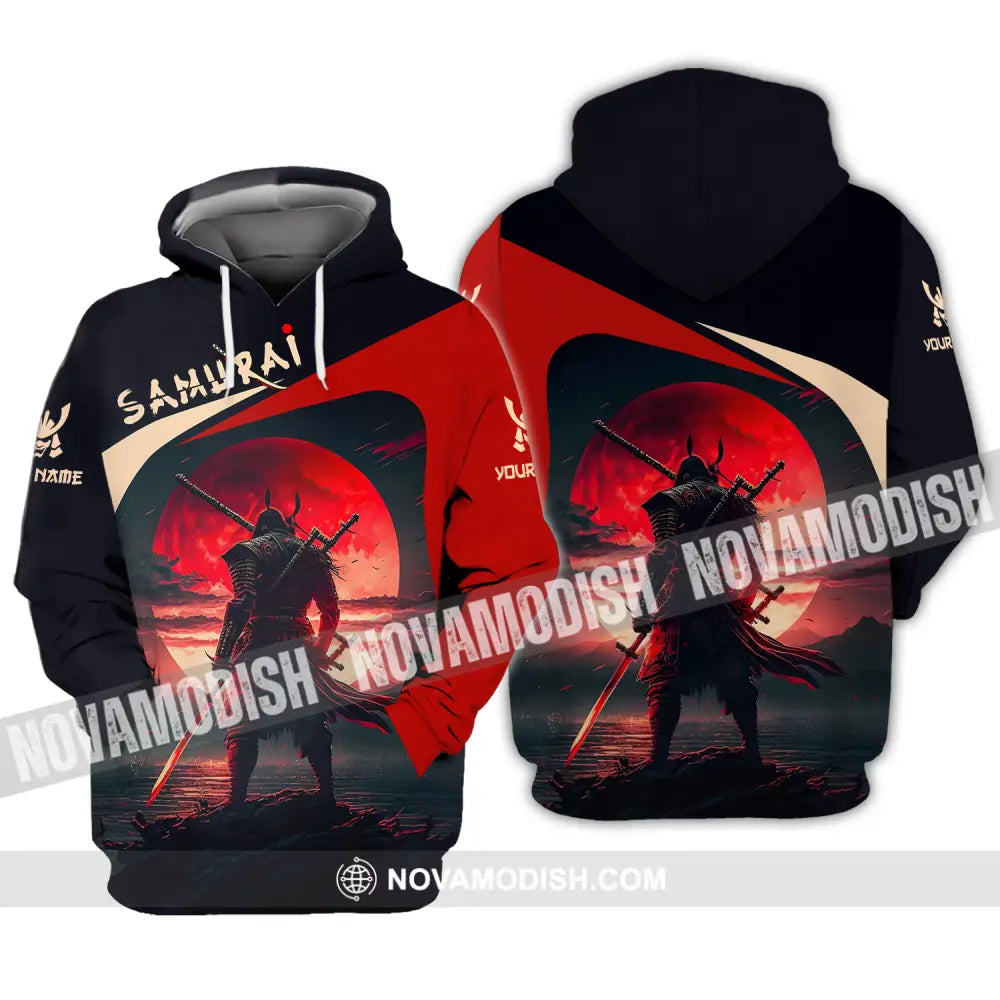 Unisex Shirt - Custom Name Samurai Red Black Shirt Hoodie / S T-shirt