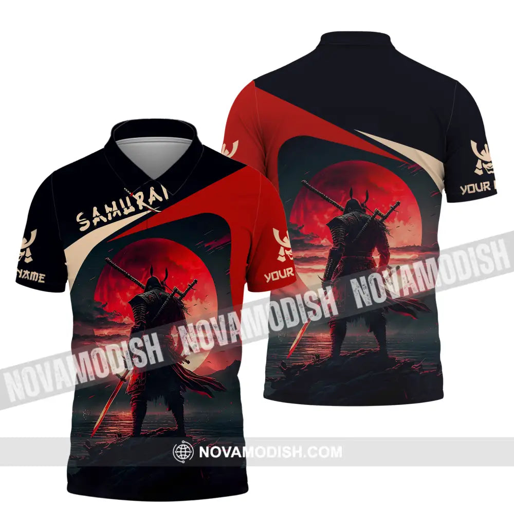 Unisex Shirt - Custom Name Samurai Red Black Shirt Polo Shirt / S T-shirt