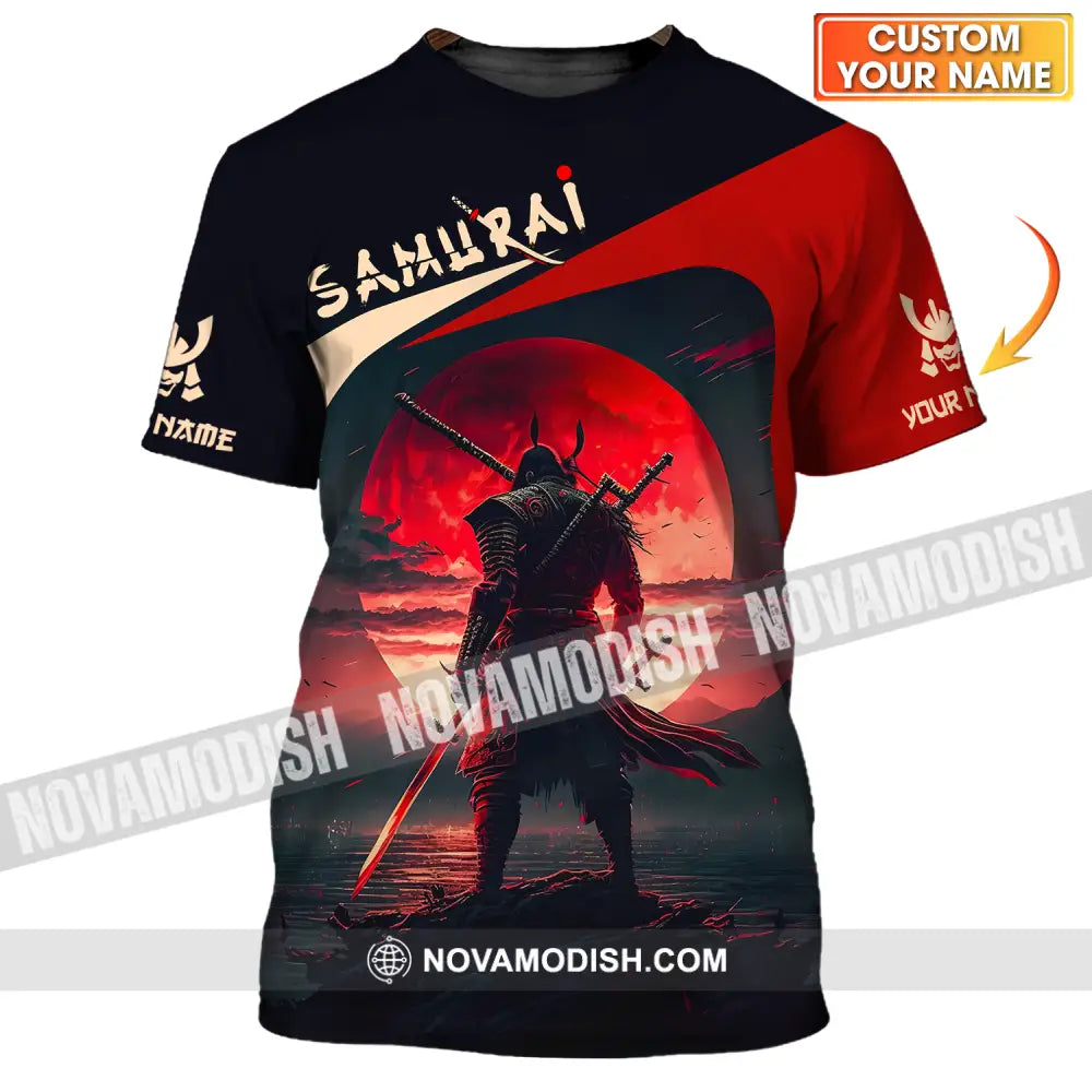 Unisex Shirt - Custom Name Samurai Red Black Shirt T-shirt