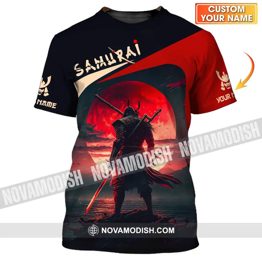 Unisex Shirt - Custom Name Samurai Red Black Shirt T-shirt