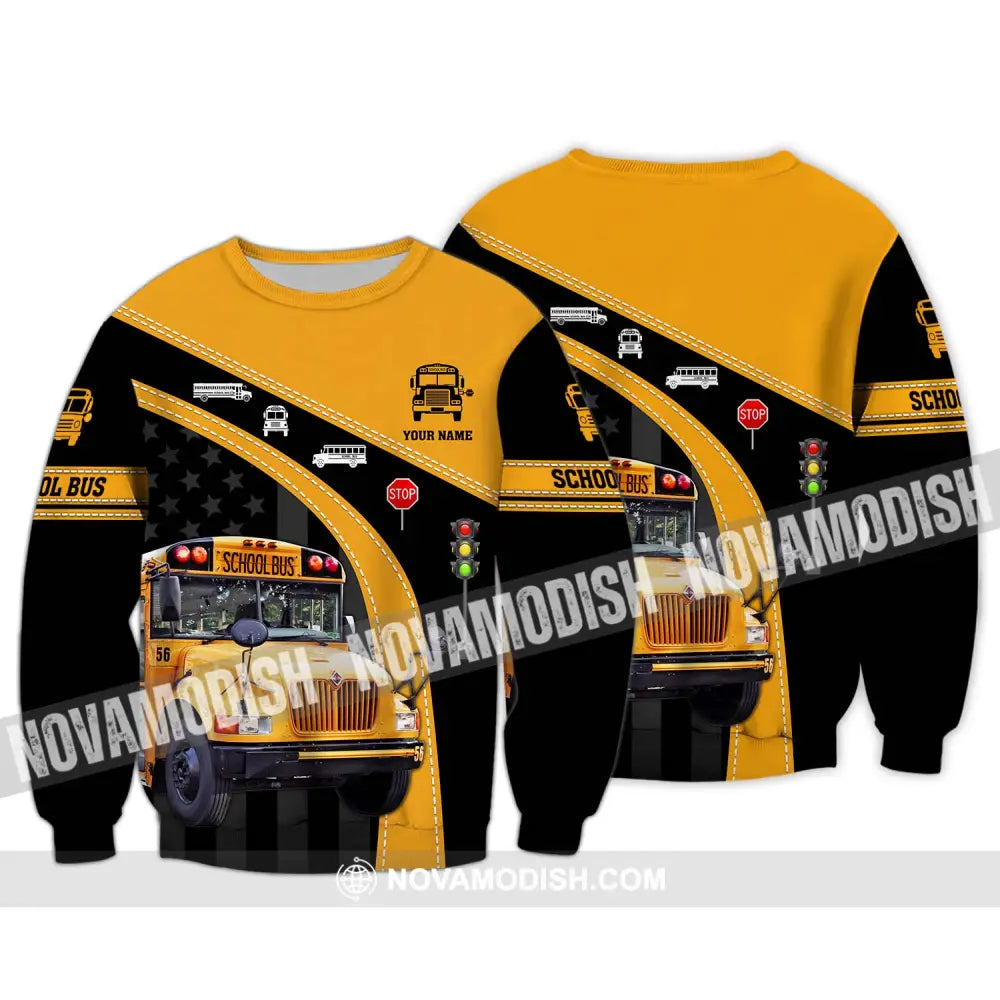 Unisex Shirt - Custom Name School Bus Shirt Long Sleeve / S T-shirt