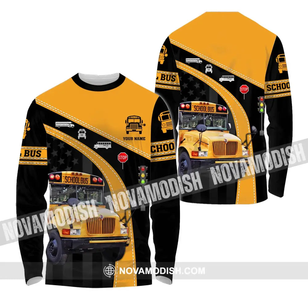 Unisex Shirt - Custom Name School Bus Shirt Long Sleeve Shirt / S T-shirt