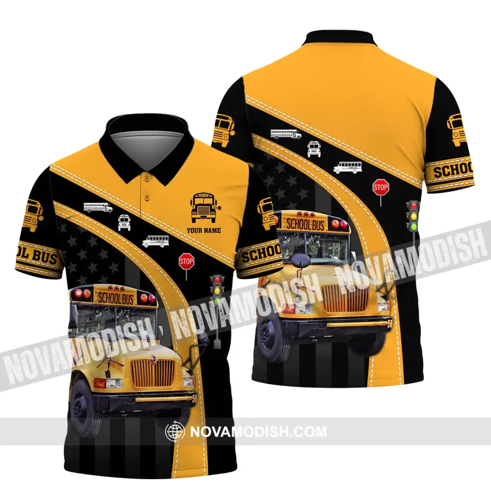 Unisex Shirt - Custom Name School Bus Shirt Polo Shirt / S T-shirt