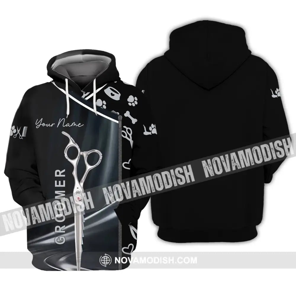 Unisex Shirt - Custom Name Shirt - Scissors Groomer Shirt Hoodie / S T-shirt