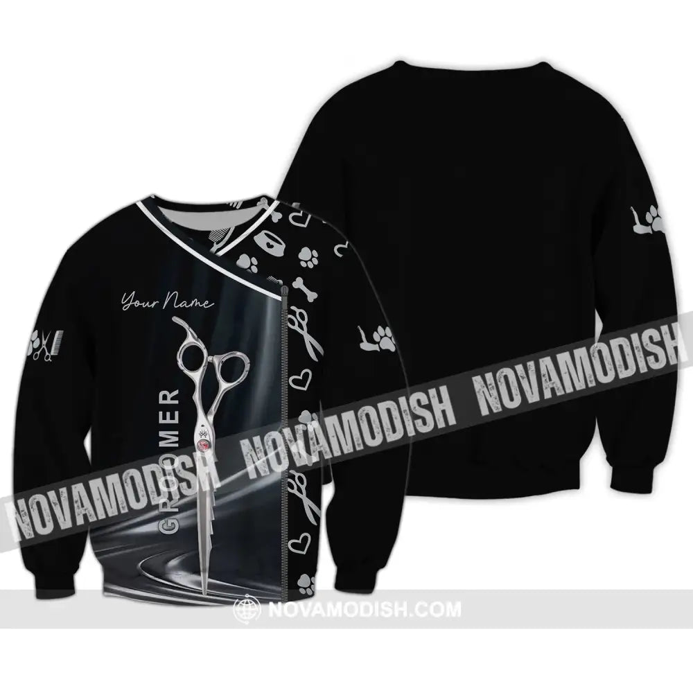 Unisex Shirt - Custom Name Shirt - Scissors Groomer Shirt Long Sleeve / S T-shirt
