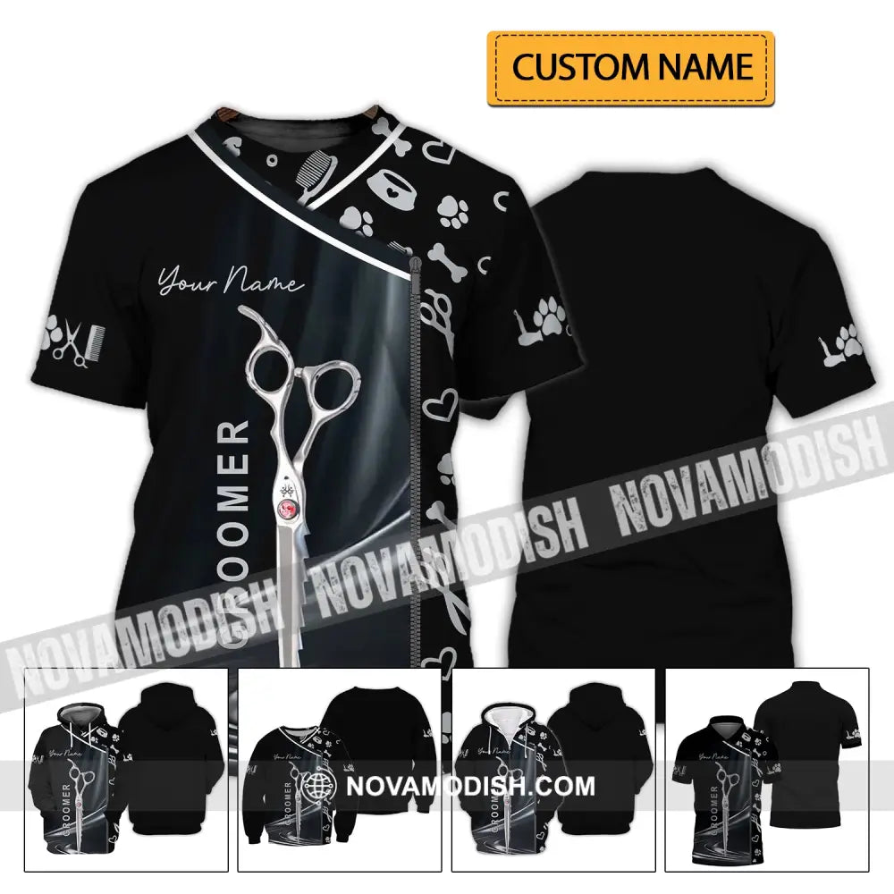 Unisex Shirt - Custom Name Shirt - Scissors Groomer Shirt T-shirt