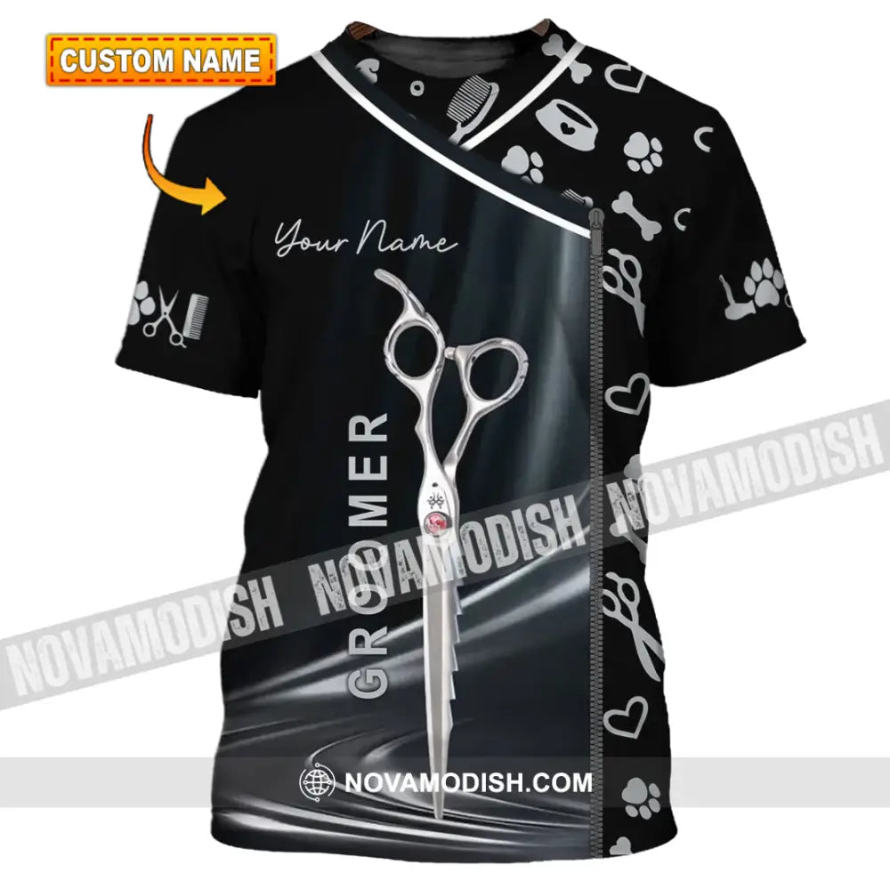 Unisex Shirt - Custom Name Shirt - Scissors Groomer Shirt T-shirt