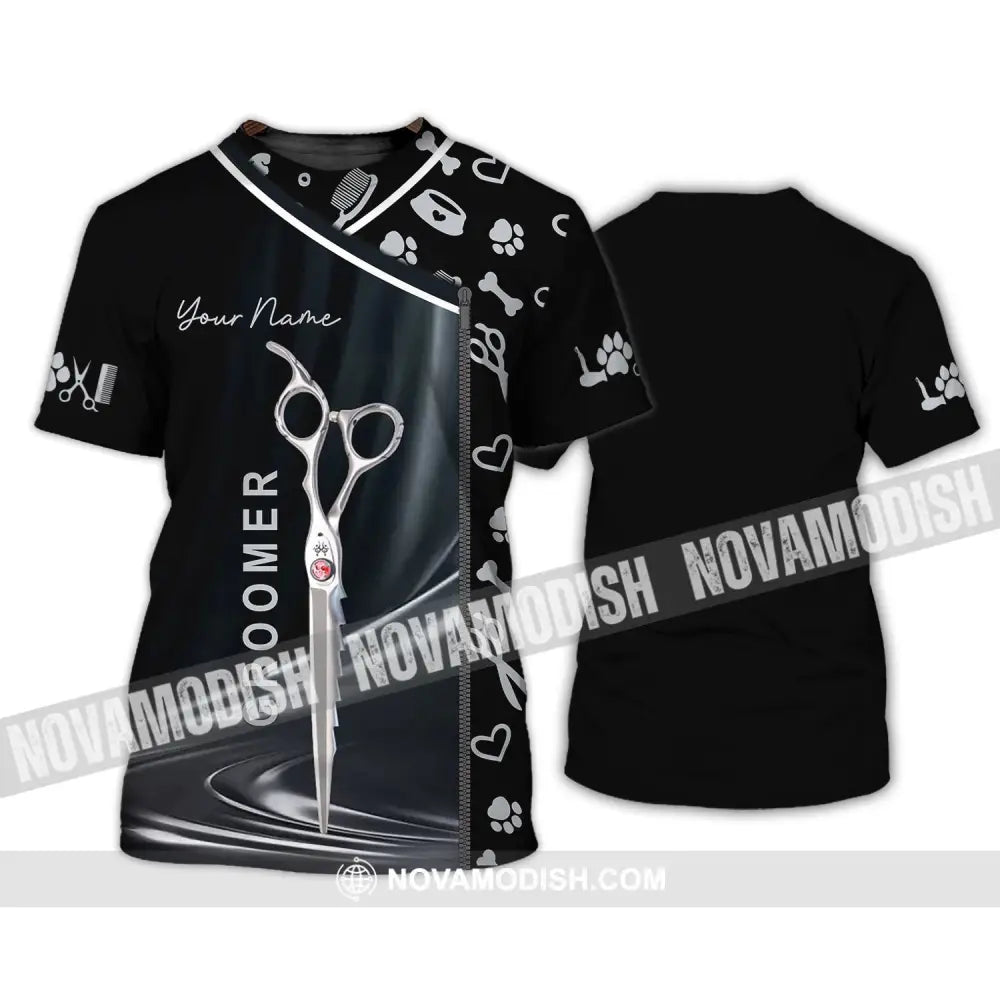 Unisex Shirt - Custom Name Shirt - Scissors Groomer Shirt T-Shirt / S T-shirt
