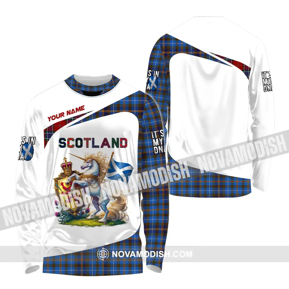 Unisex Shirt Custom Name Scotland Polo Long Sleeve Lover T-Shirt / S