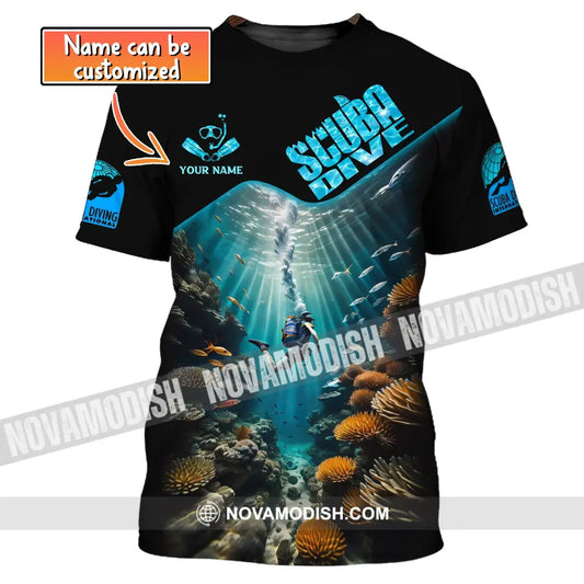 Unisex Shirt Custom Name Scuba Diving Apparel Gift For Lovers T-Shirt