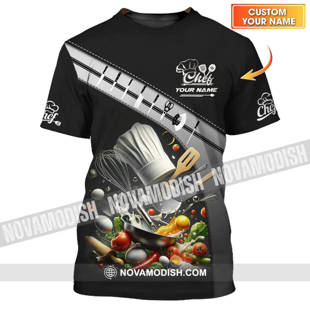 Unisex Shirt - Custom Name Shirt - Set Knife Of Chef Kitchen Equipment T-shirt