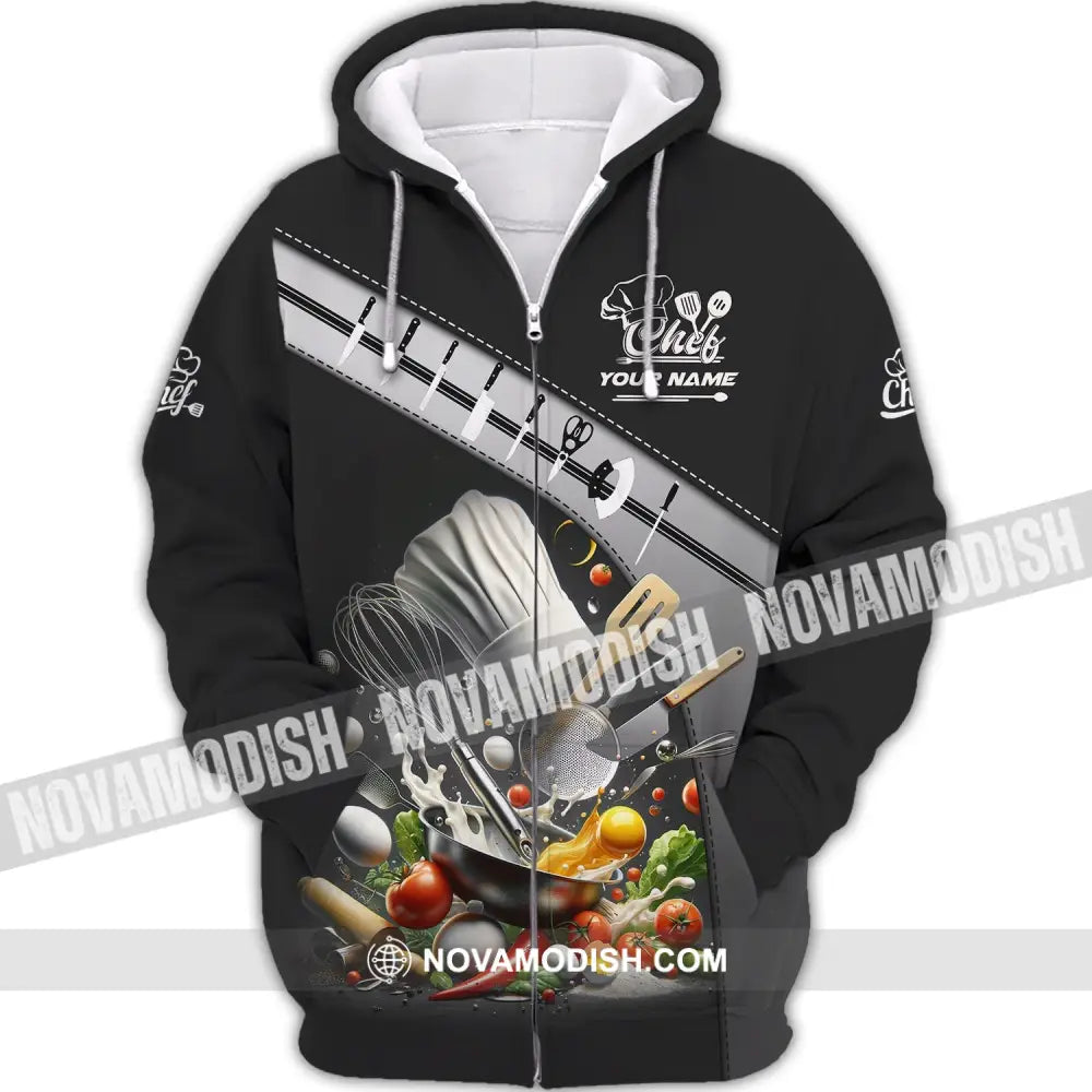 Unisex Shirt - Custom Name Shirt - Set Knife Of Chef Kitchen Equipment Zipper Hoodie / S T-shirt