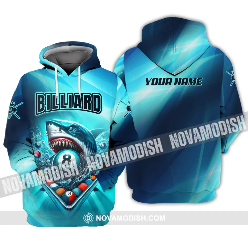 Unisex Shirt - Custom Name Shark Billiards Sport Shirt Hoodie / S T-shirt