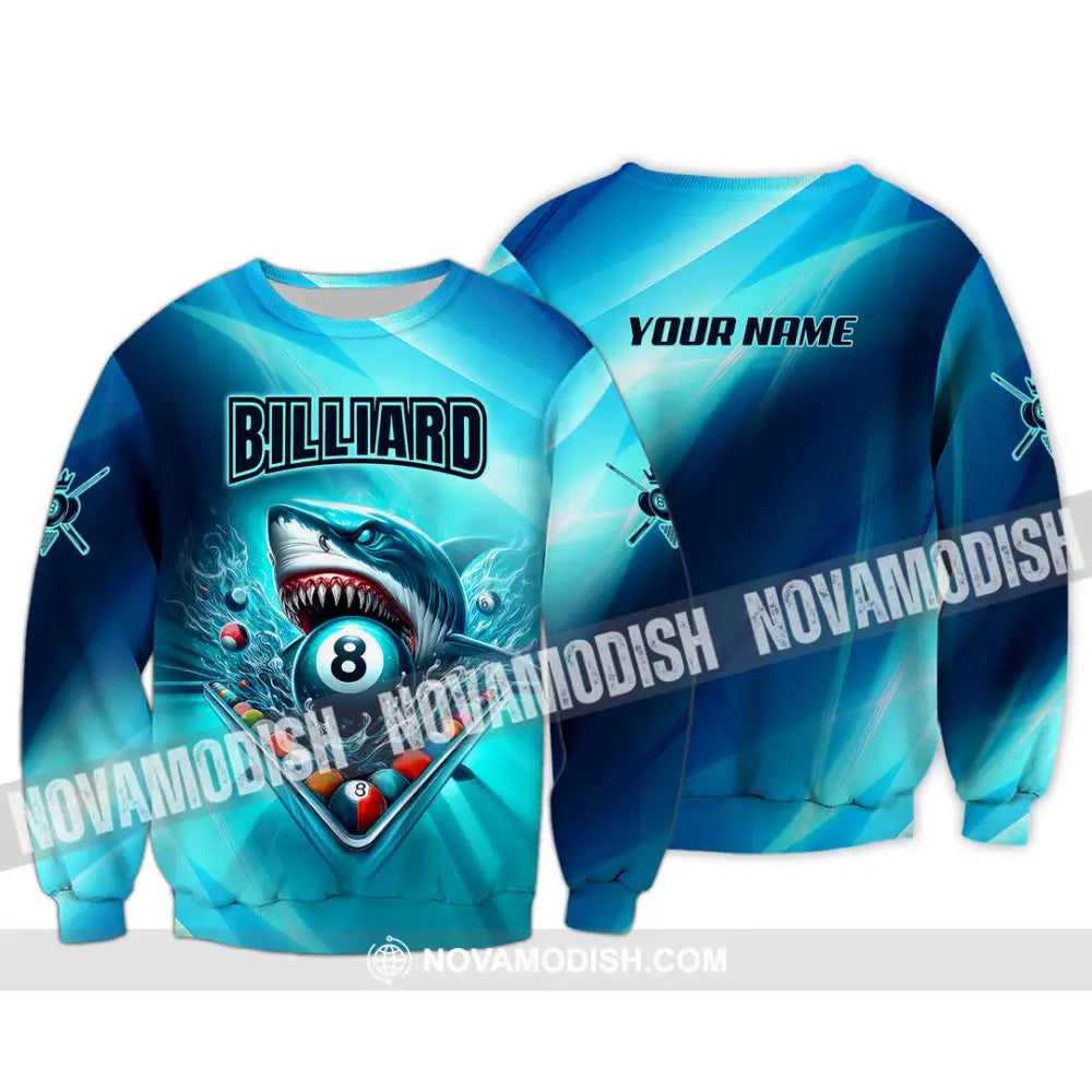 Unisex Shirt - Custom Name Shark Billiards Sport Shirt Long Sleeve / S T-shirt