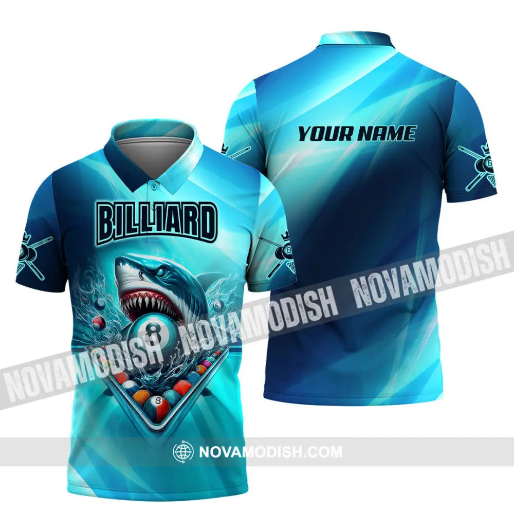 Unisex Shirt - Custom Name Shark Billiards Sport Shirt Polo Shirt / S T-shirt