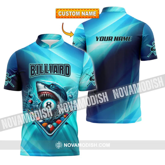 Unisex Shirt - Custom Name Shark Billiards Sport Shirt T-shirt