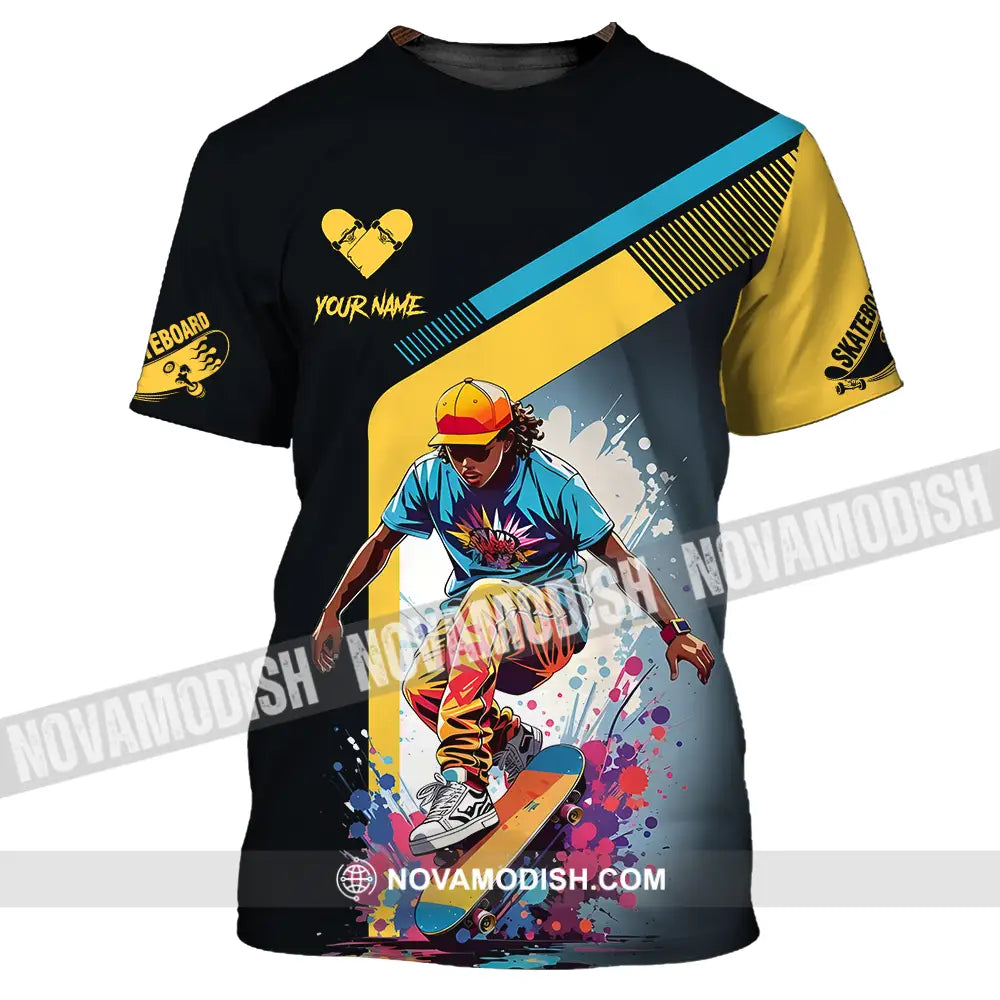 Unisex Shirt - Custom Name Skateboard Sport Shirt For Player Golden Heart T-Shirt / S T-shirt