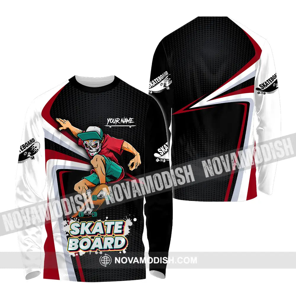 Unisex Shirt - Custom Name Skateboard Sport Shirt For Player Long Sleeve Shirt / S T-shirt