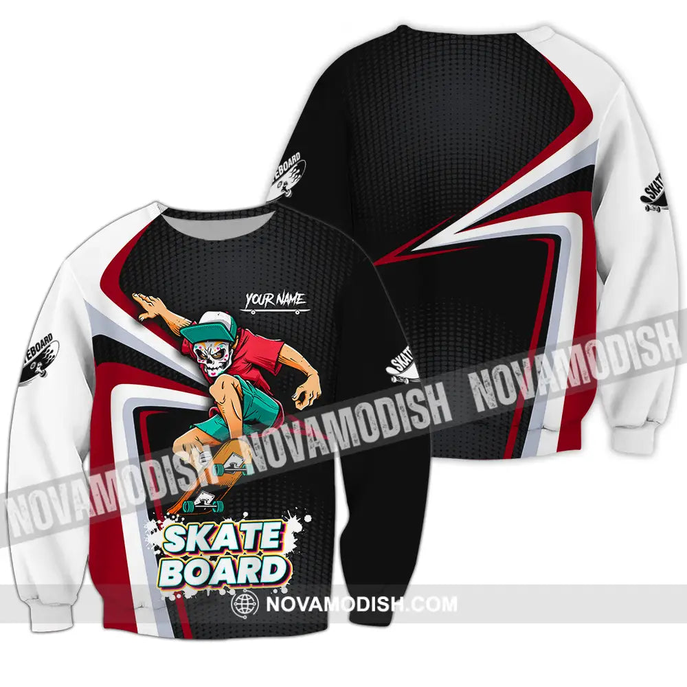 Unisex Shirt - Custom Name Skateboard Sport Shirt For Player Long Sleeve / S T-shirt