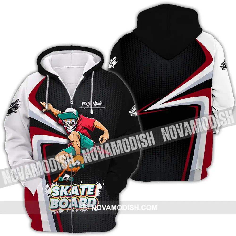 Unisex Shirt - Custom Name Skateboard Sport Shirt For Player Zipper Hoodie / S T-shirt