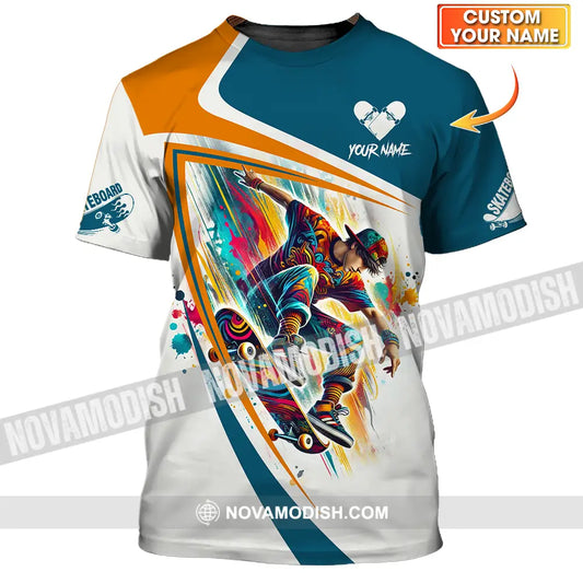 Unisex Shirt - Custom Name Skateboarding Player Heart Sport Shirt T-shirt