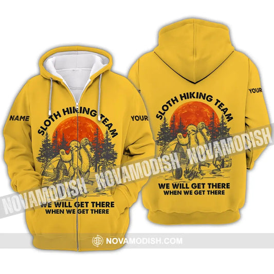 Unisex Shirt - Custom Name Shirt - Sloth Hiking Team We Will Get There When We Get There Name Shirt Zipper Hoodie / S