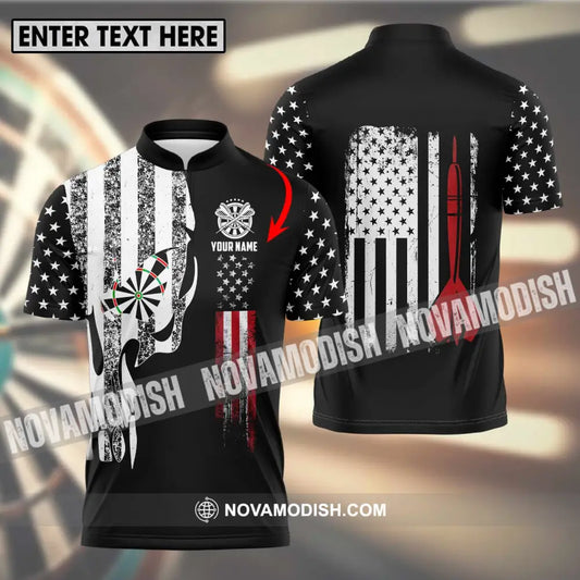Unisex Shirt - Custom Name Sport Shirt America Flag Darts T-shirt